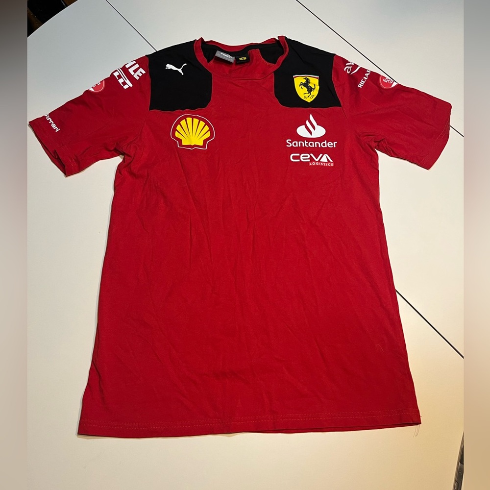 Scuderia Ferrari F1 Shirt Mens Small Formula One Puma Shell Ceva Santander Racin